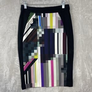 Trina Turk Rainbow Mirror Midi Pencil Skirt Size 4 Digital Glitch Mod